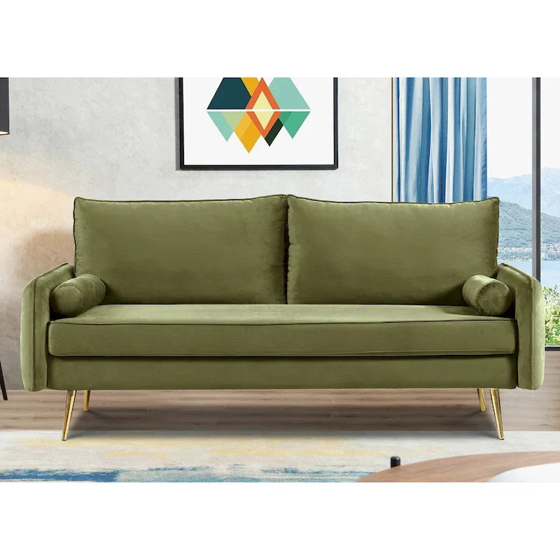 Canapé en polyester 70W Villeda avec accoudoirs carrés