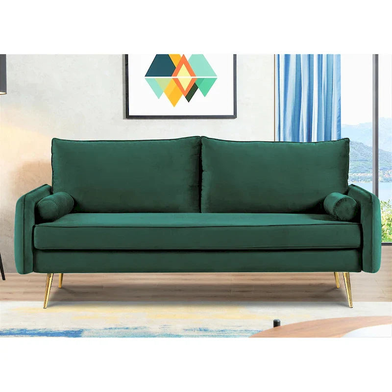 Canapé en polyester 70W Villeda avec accoudoirs carrés