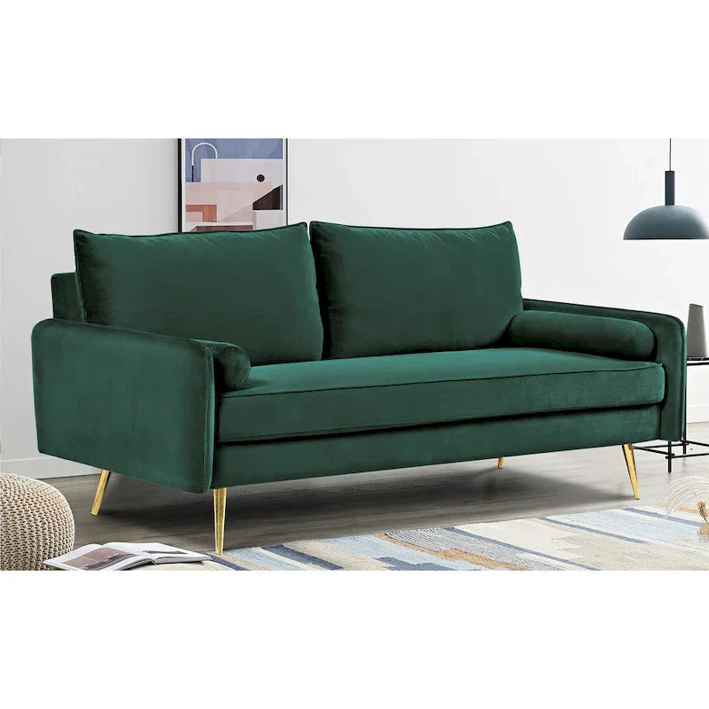Canapé en polyester 70W Villeda avec accoudoirs carrés