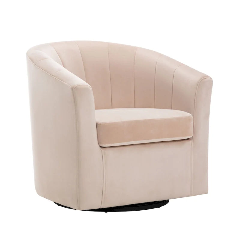 Fauteuil de club pivotant d'appoint en velours Junsele Carson Carrington