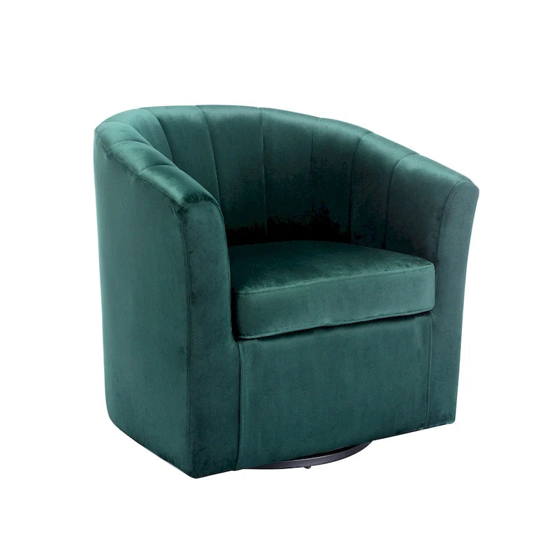 Fauteuil de club pivotant d'appoint en velours Junsele Carson Carrington