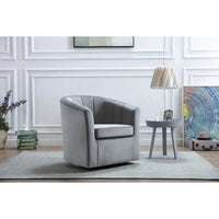 Fauteuil de club pivotant d'appoint en velours Junsele Carson Carrington