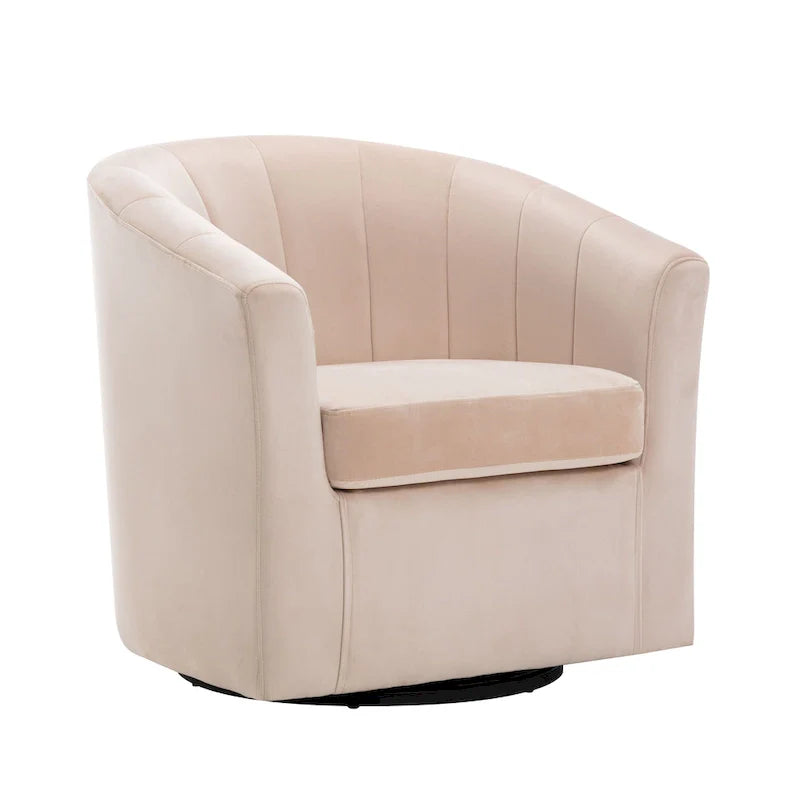 Fauteuil de club pivotant d'appoint en velours Junsele Carson Carrington