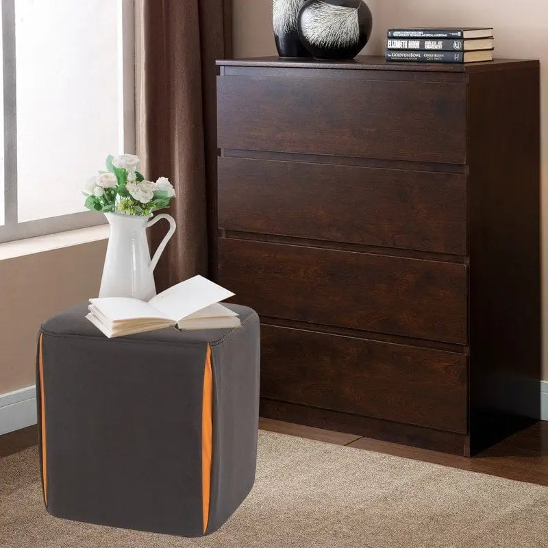 Adeco 14 Petit Repose-Pieds Tabouret Ottoman – Pouf de Siège en Velours