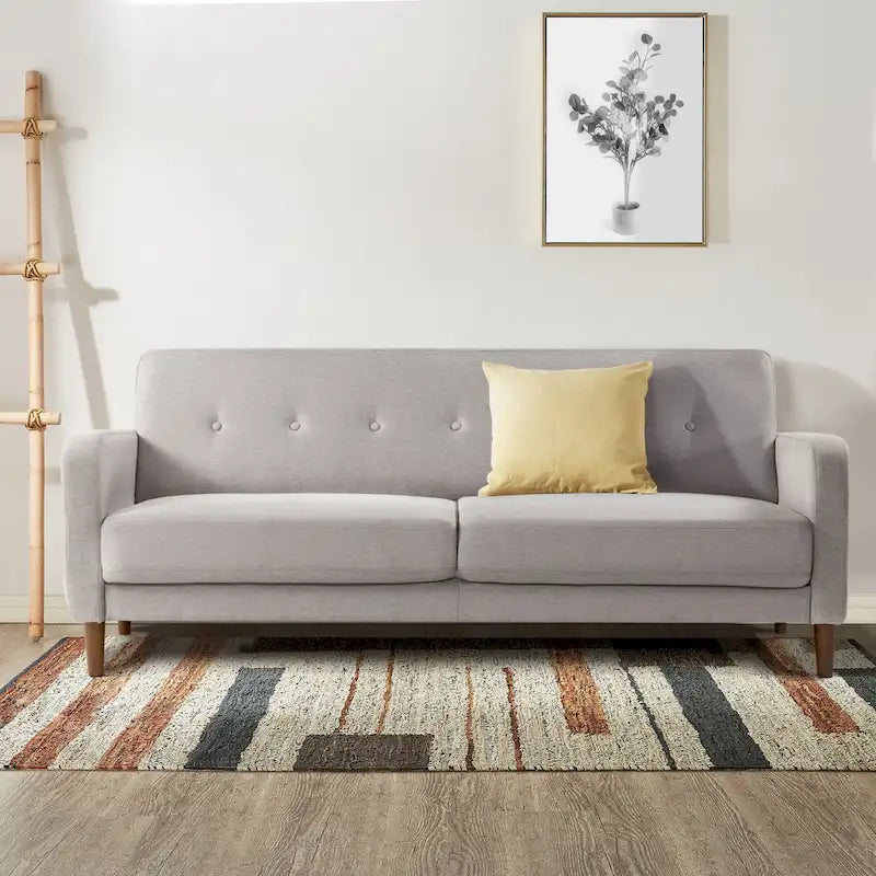 Canapé en lin touffeté moderne ADAIR avec poches accoudoirs par Crown Comfort