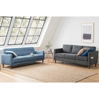 Canapé en lin touffeté moderne ADAIR avec poches accoudoirs par Crown Comfort