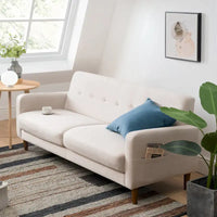 Canapé en lin touffeté moderne ADAIR avec poches accoudoirs par Crown Comfort