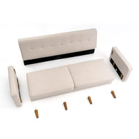 Canapé en lin touffeté moderne ADAIR avec poches accoudoirs par Crown Comfort