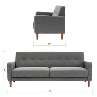 Canapé en lin touffeté moderne ADAIR avec poches accoudoirs par Crown Comfort