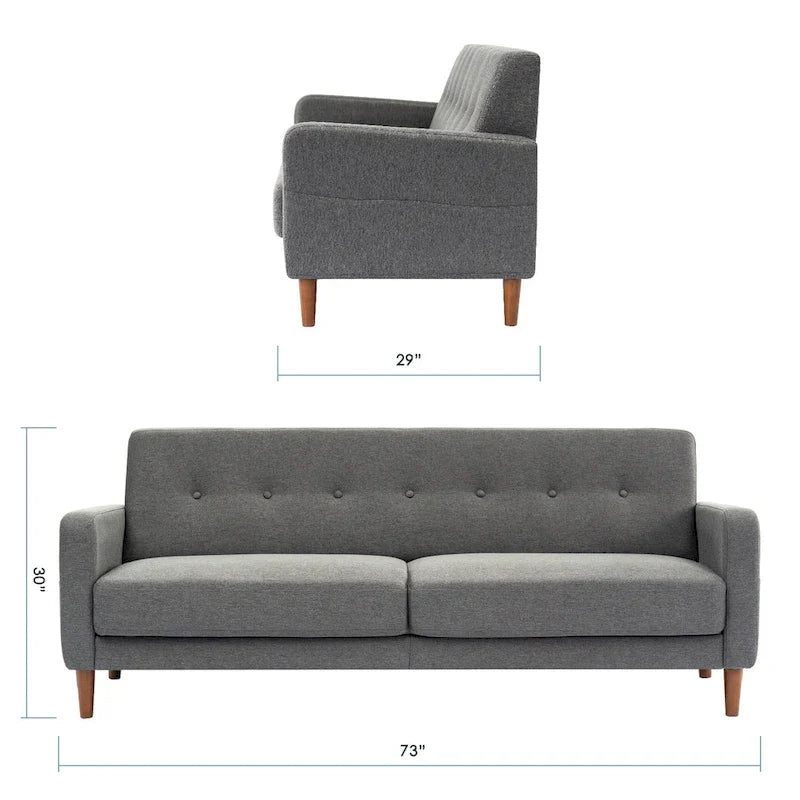 Canapé en lin touffeté moderne ADAIR avec poches accoudoirs par Crown Comfort
