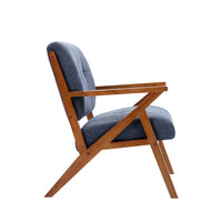 Fauteuil d'appoint Porthos Home Earla en tissu capitonné avec pieds et accoudoirs en bois
