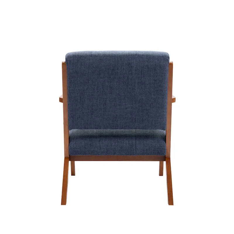 Fauteuil d'appoint Porthos Home Earla en tissu capitonné avec pieds et accoudoirs en bois