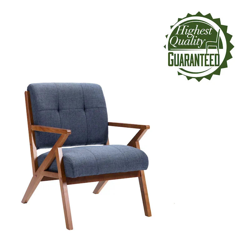 Fauteuil d'appoint Porthos Home Earla en tissu capitonné avec pieds et accoudoirs en bois