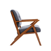 Fauteuil d'appoint Porthos Home Earla en tissu capitonné avec pieds et accoudoirs en bois
