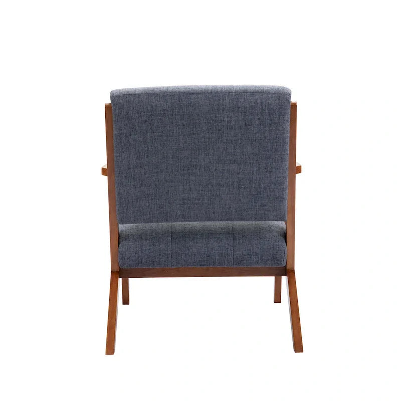 Fauteuil d'appoint Porthos Home Earla en tissu capitonné avec pieds et accoudoirs en bois