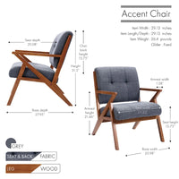 Fauteuil d'appoint Porthos Home Earla en tissu capitonné avec pieds et accoudoirs en bois