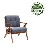 Fauteuil d'appoint Porthos Home Earla en tissu capitonné avec pieds et accoudoirs en bois