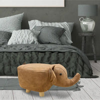 Tabouret Pouf Velours Forme Animale avec Pieds en Bois