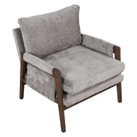Fauteuil d'appoint en velours et bois massif de style Mid-Century avec coussin d'assise épais