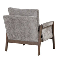 Fauteuil d'appoint en velours et bois massif de style Mid-Century avec coussin d'assise épais