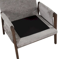 Fauteuil d'appoint en velours et bois massif de style Mid-Century avec coussin d'assise épais