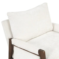 Fauteuil d'appoint en velours et bois massif de style Mid-Century avec coussin d'assise épais