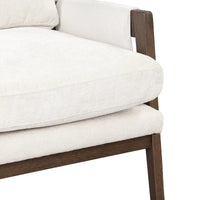 Fauteuil d'appoint en velours et bois massif de style Mid-Century avec coussin d'assise épais