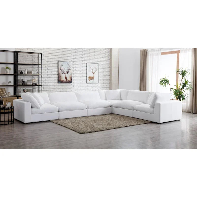 Canapé Sectionnel Modulable 6 Pièces Roundhill Furniture Rivas Garni de Plumes
