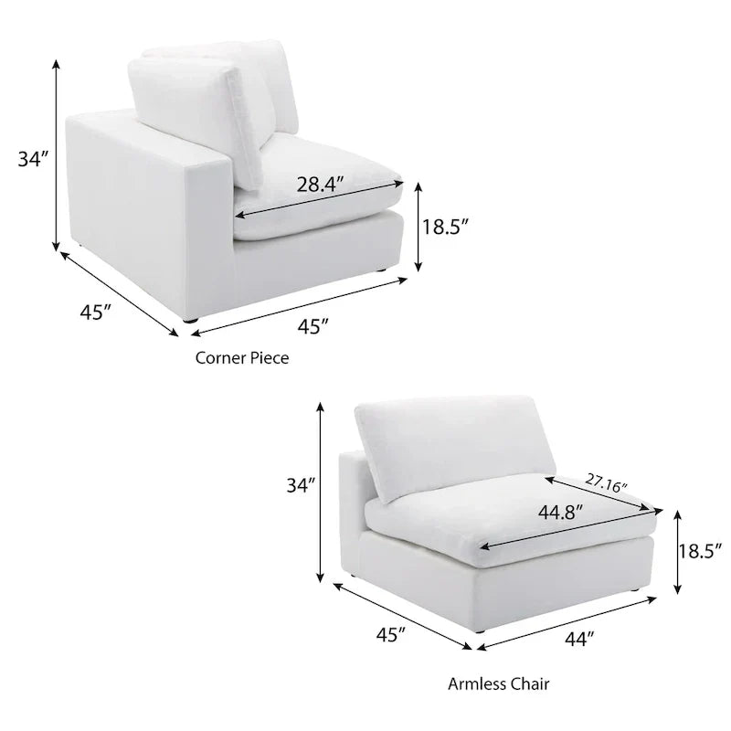 Canapé Sectionnel Modulable 6 Pièces Roundhill Furniture Rivas Garni de Plumes