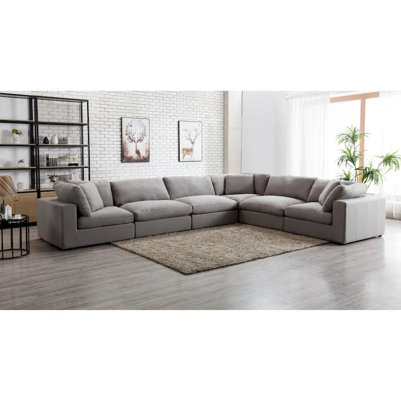 Canapé Sectionnel Modulable 6 Pièces Roundhill Furniture Rivas Garni de Plumes