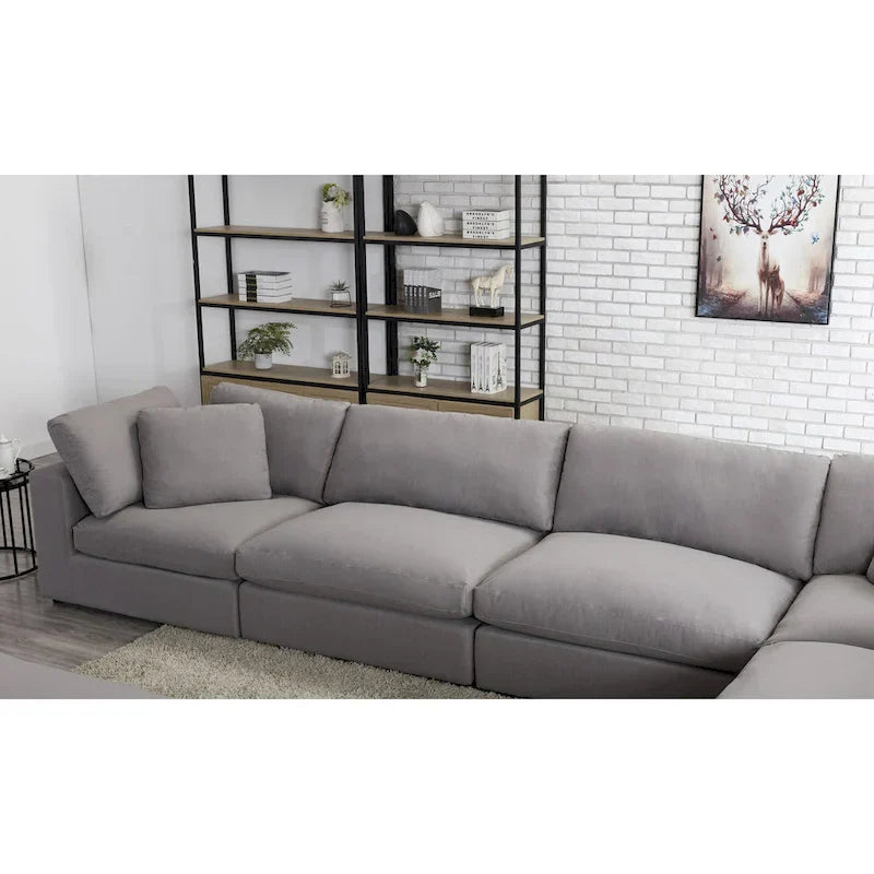 Canapé Sectionnel Modulable 6 Pièces Roundhill Furniture Rivas Garni de Plumes