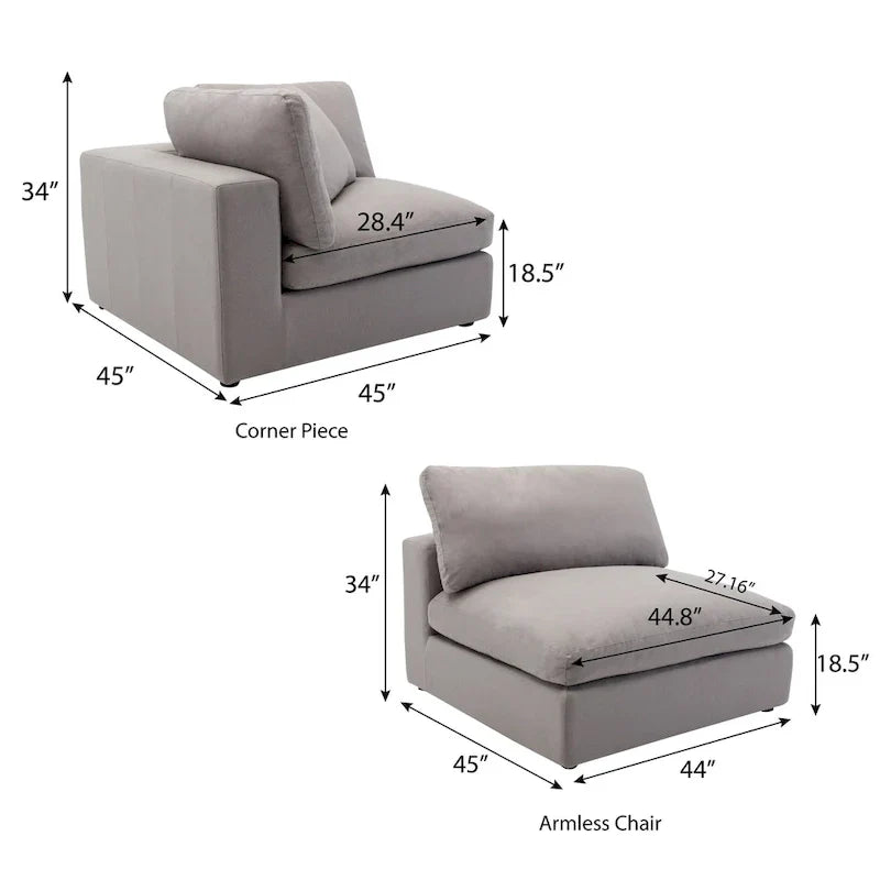Canapé Sectionnel Modulable 6 Pièces Roundhill Furniture Rivas Garni de Plumes