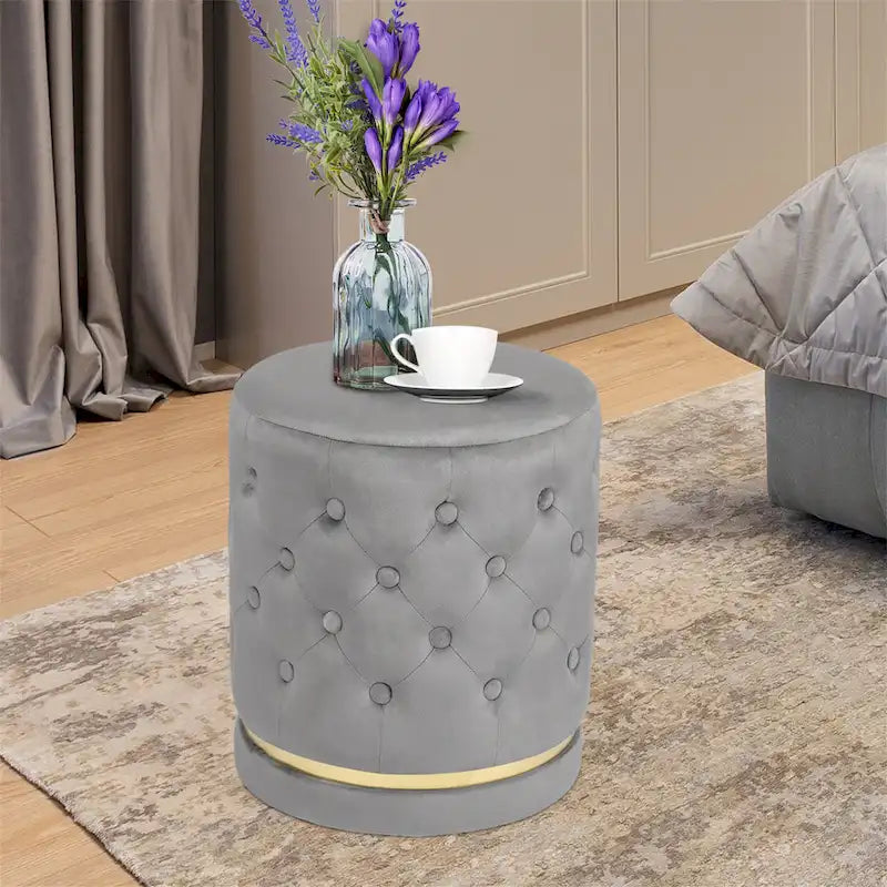 Pouf rond capitonné Adeco 18.3 Height
