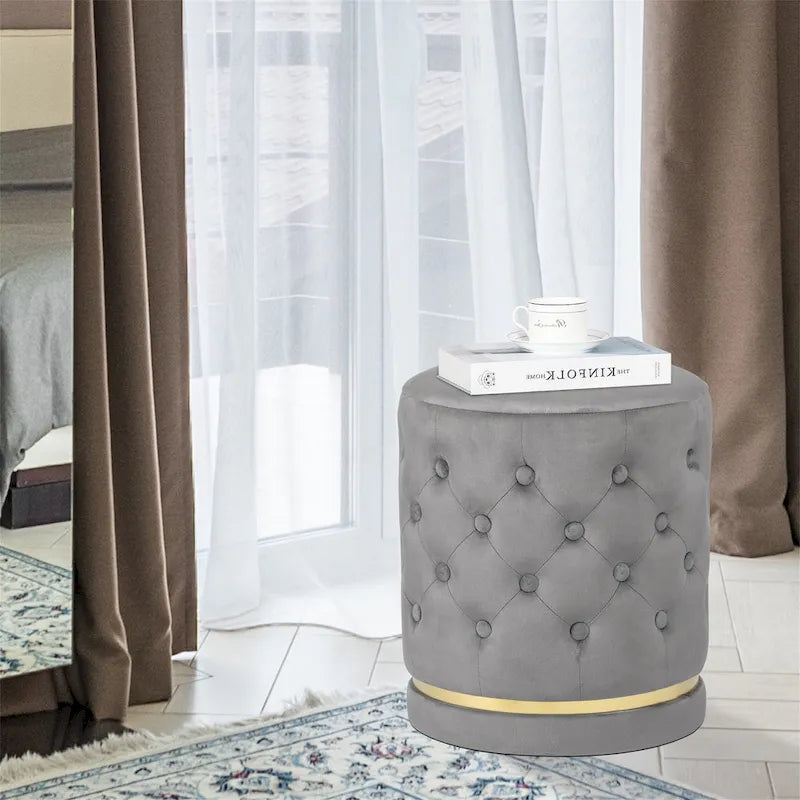 Pouf rond capitonné Adeco 18.3 Height