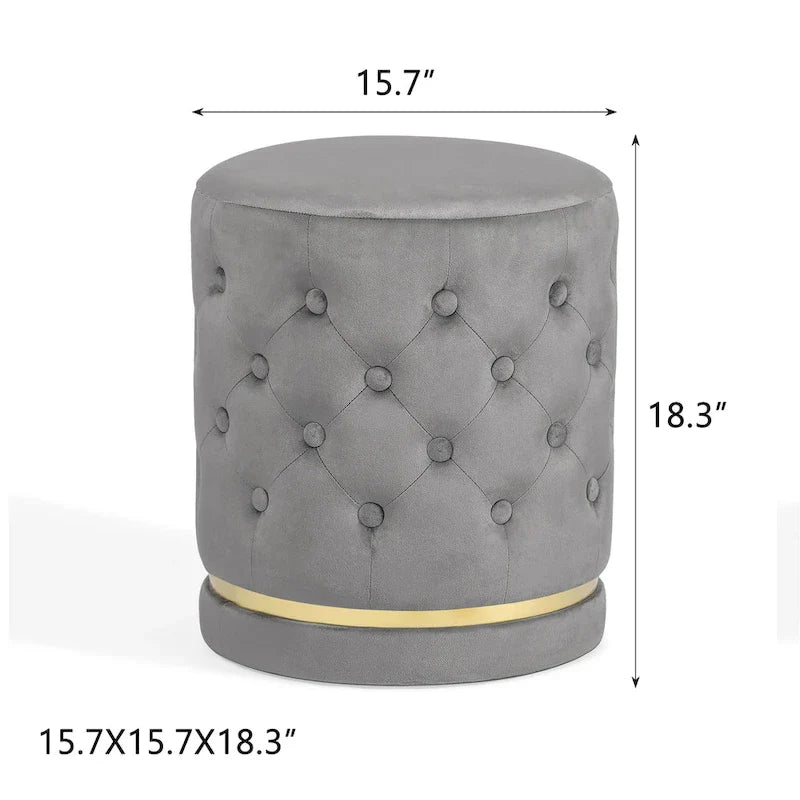 Pouf rond capitonné Adeco 18.3 Height