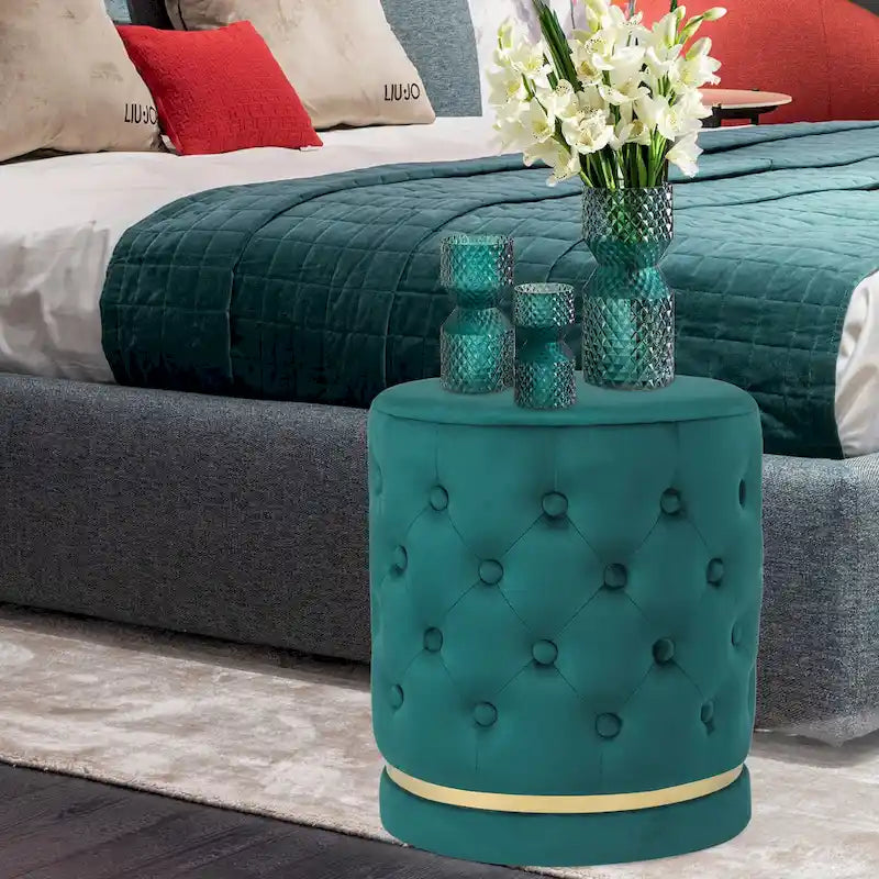 Pouf rond capitonné Adeco 18.3 Height