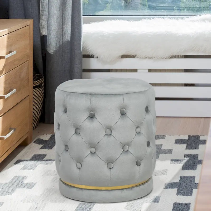 Pouf rond capitonné Adeco 18.3 Height