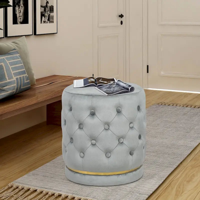 Pouf rond capitonné Adeco 18.3 Height