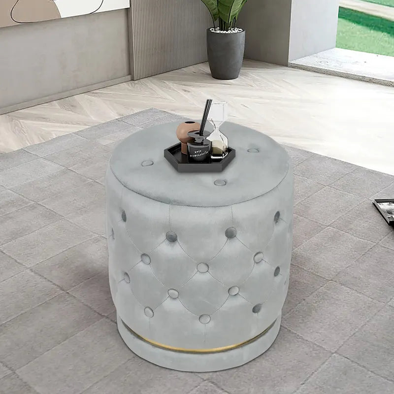 Pouf rond capitonné Adeco 18.3 Height