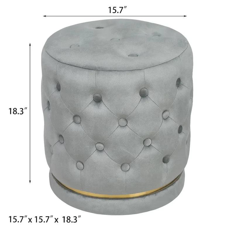 Pouf rond capitonné Adeco 18.3 Height