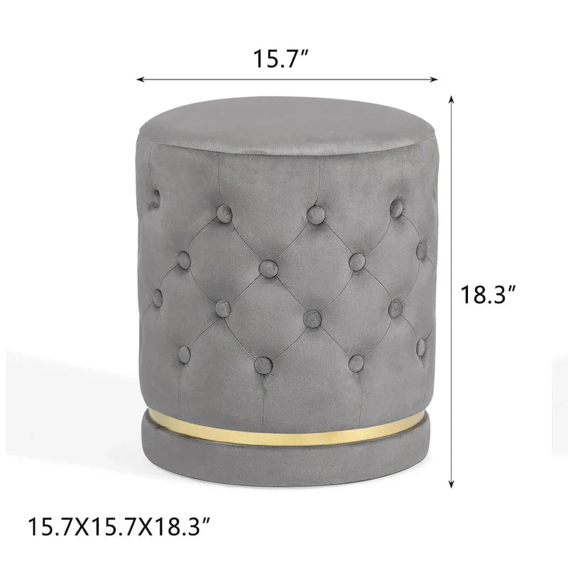 Pouf rond capitonné Adeco 18.3 Height
