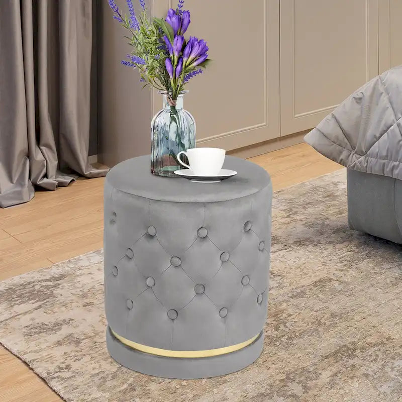 Pouf rond capitonné Adeco 18.3 Height