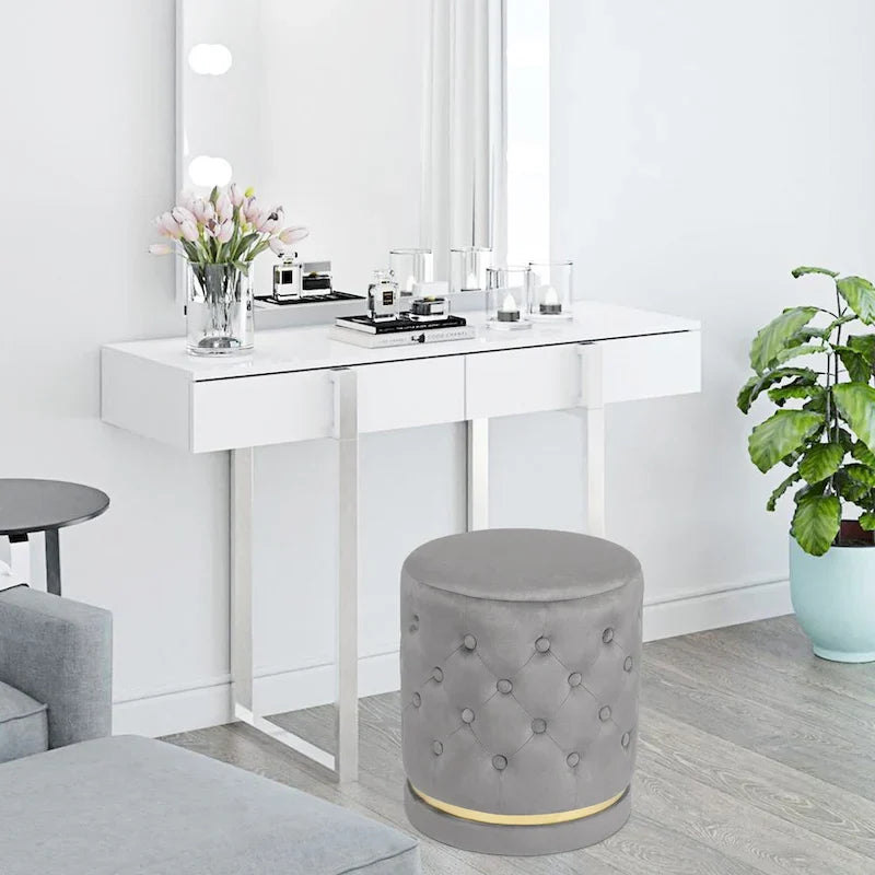 Pouf rond capitonné Adeco 18.3 Height