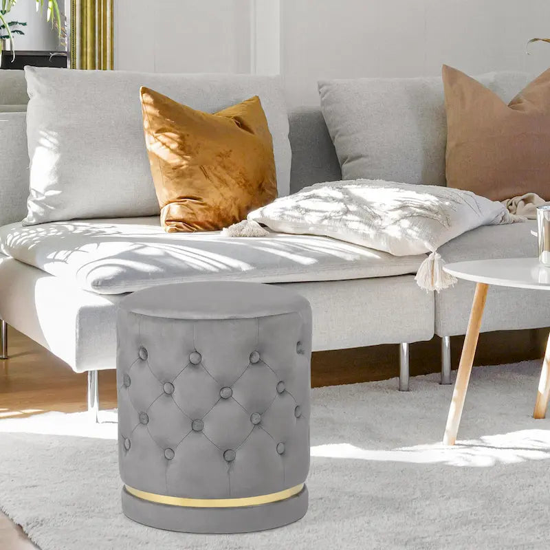 Pouf rond capitonné Adeco 18.3 Height