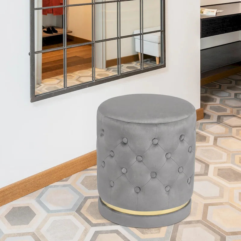 Pouf rond capitonné Adeco 18.3 Height