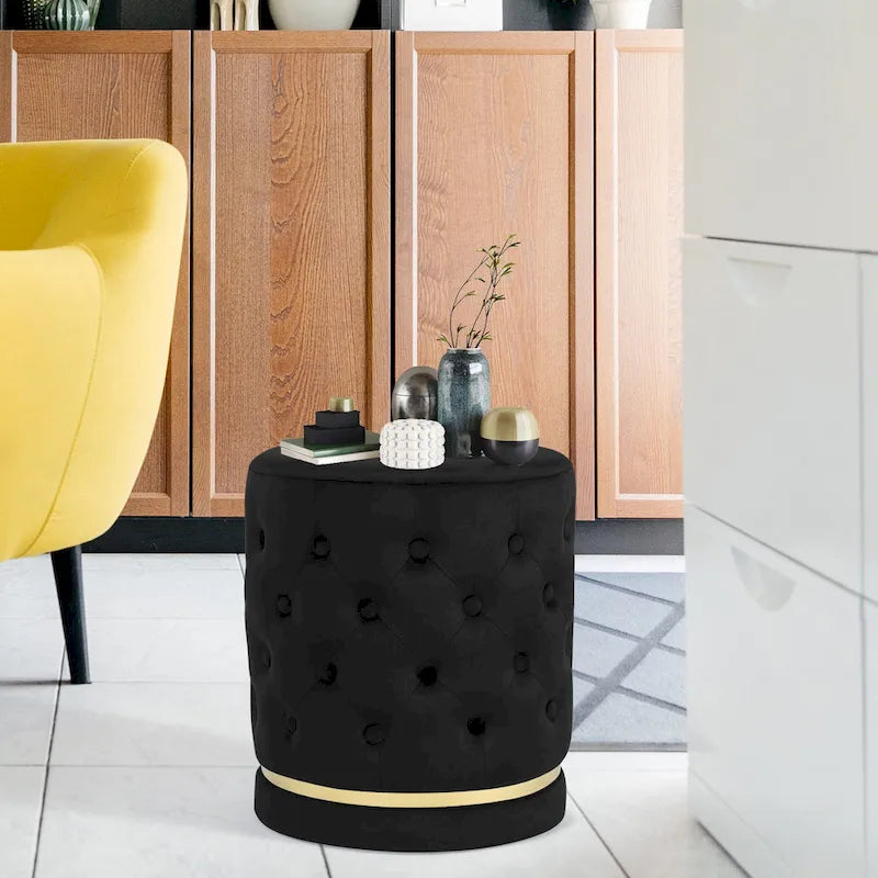 Pouf rond capitonné Adeco 18.3 Height