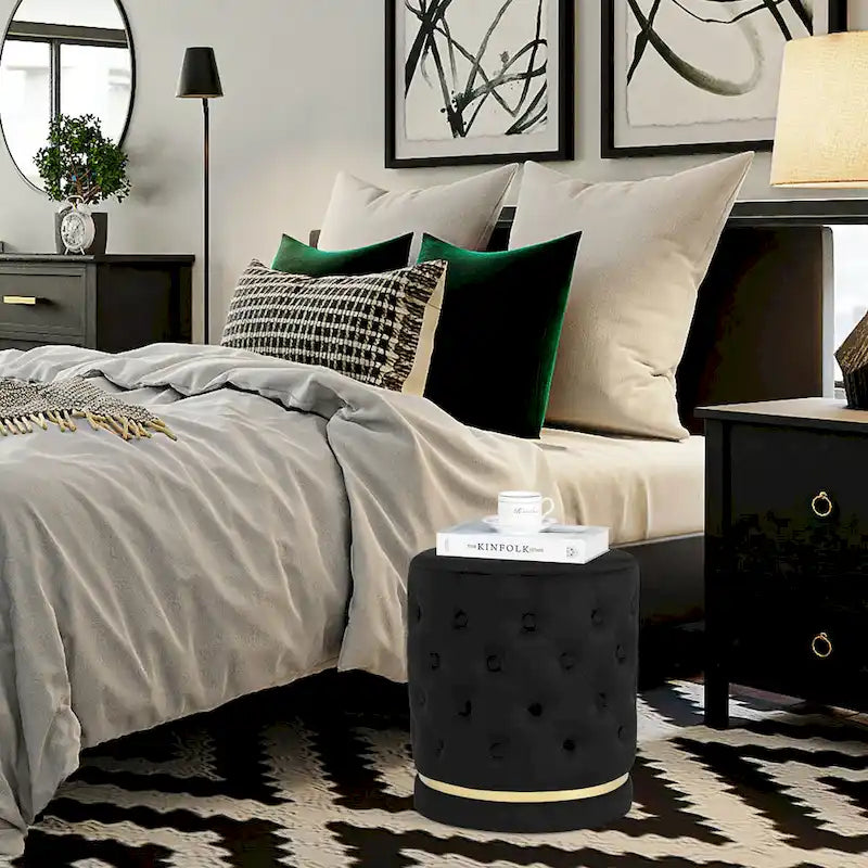 Pouf rond capitonné Adeco 18.3 Height