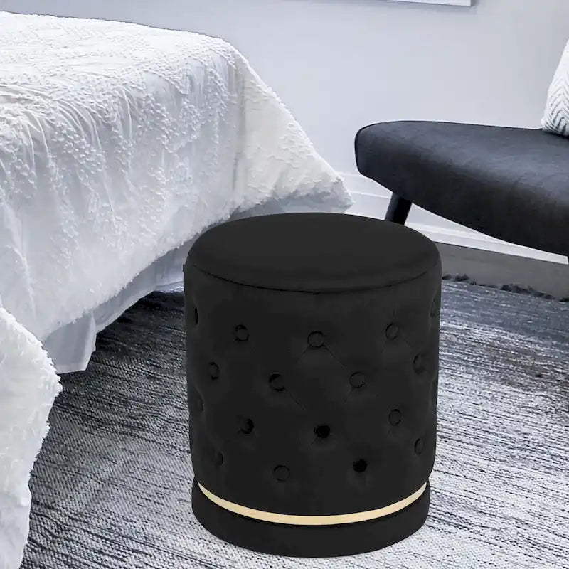 Pouf rond capitonné Adeco 18.3 Height