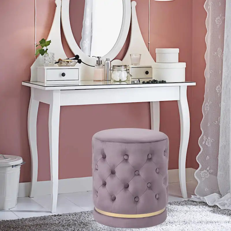 Pouf rond capitonné Adeco 18.3 Height
