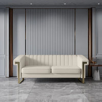 Canapé Chesterfield traditionnel capitonné en velours Takefuns, canapé avec coussins amovibles et pieds dorés
